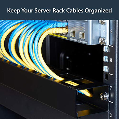 StarTech.com Horizontal 1U Server Rack Cable Management Finger Duct w/ Cover - 19" Network Rack Wire Duct Raceway Panel - Slotted Wire Duct (CMDUCT1UX) | Routes & bundles cables, Slotted raceway, Removable top cover, Pass-through holes, Server room, 2-yea