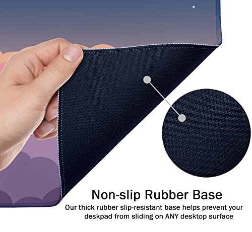 SSOIU Cute Clouds Purple Desk Mat, Extra Large XXL Gaming Mouse Pad 35.5" X 15.7", Waterproof with Stitched Edges - color: Cute Clouds Purple