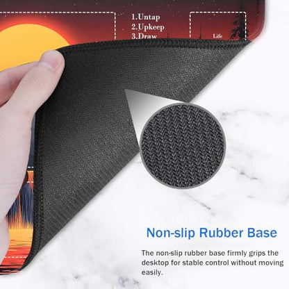 for MTG Card Playmat with Zones-Includes A Storage Bag and 6 Dice, 24 x 14 inches for TCG Playmat with Non-Slip Rubber, Game Mat, Sunset Mountain Waterfall - color: Yux-playmats-2-2A-273