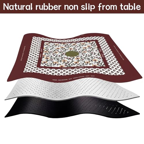Drydiet Mahjong Mat for Table 31.5 x 31.5 Inch American Mahjong Mat with Carrying Bag, Non-Slip Noise Reduction Table Item for Family Poker Domino Board Game Night & Party Use(Block Print Saffron) - style: Autumn Saffron