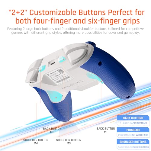Black Shark BIGBIG WON BLITZ2 Wireless Controller, 16 Fully Mechanical Micro Switch, 2000Hz Report Rate, Carbon Film Joystick, PC Controller for PC/Switch/iOS/Android - color: Blue