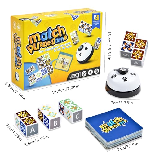 Wooden Match Puzzle Game Popular Board Games for Family Night, Pattern Matching Puzzle Game, Block Match Puzzles Building Cubes Educational Toys for Kids and Adults