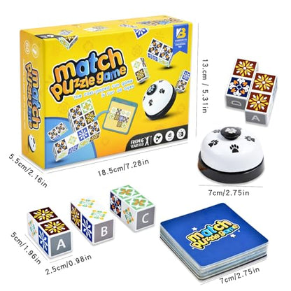 Wooden Match Puzzle Game Popular Board Games for Family Night, Pattern Matching Puzzle Game, Block Match Puzzles Building Cubes Educational Toys for Kids and Adults