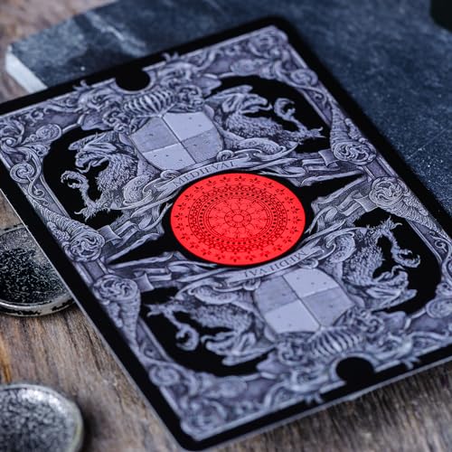 Medieval Playing Cards with Unique Seal and Free Card Game eBook, Stand Out with Cool Poker Cards, Black Deck of Playing Cards, Unique Illustrated Designs for Kids & Adults, Playing Card Decks - color: Stone