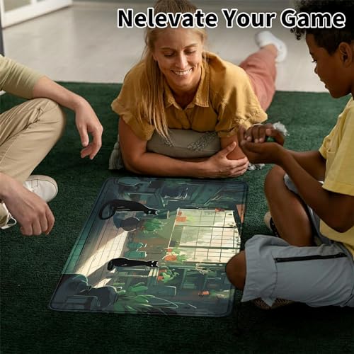 Card Mat for MTG & TCG Playmat,Black Cats | 24" x 14" Non-Slip Card Game Mat with Stitched Edges, Waterproof Desk Table Mat & Oversized Mouse Pad for Gaming & Office