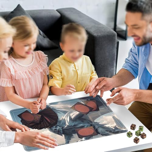 for MTG/TCG Playmat with Zones, 24 x 14 inches Trading Card Playmat with A Storage Bag and 6 Dice, Non-Lip Rubber Bottom Game Desk Mat, Dragon in The Sky - color: Yux-playmats-2-3A-248