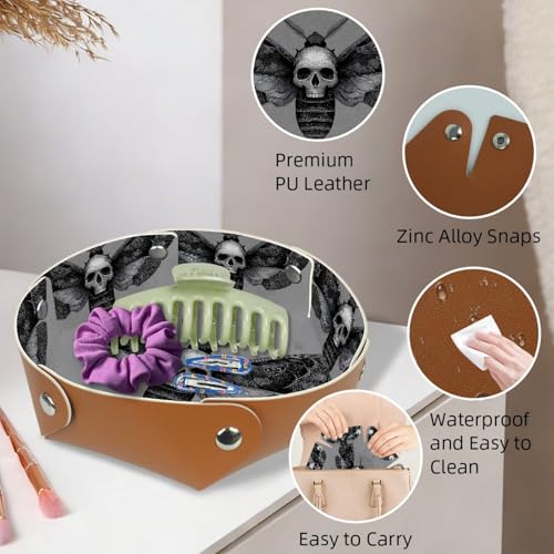 2Pcs PU Dice Holder Folding for RPG DND Table Games, Dice Trays Storage Box Portable Folding Rolling Dice Tray, Moth and Skull Grey - color: Multi 11