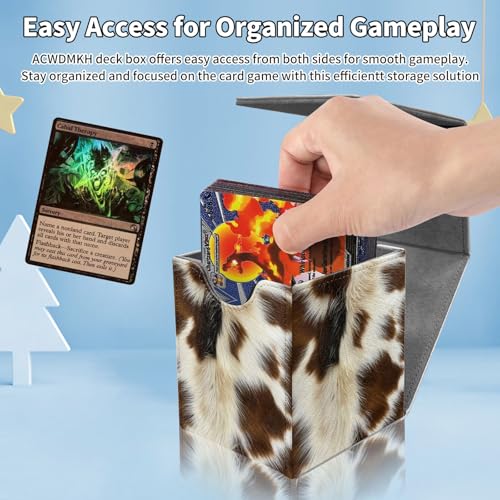 Card Deck Box for MTG Commander,Collectible Trading Storage Box Fits 120+ Single Sleeved Cards Magnetic Case PU Leather for Magic Commander TCG CCG MTG,Brown Fur Pattern - color: Brown Fur Pattern