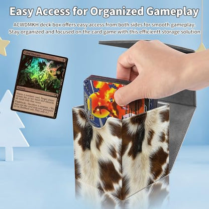 Card Deck Box for MTG Commander,Collectible Trading Storage Box Fits 120+ Single Sleeved Cards Magnetic Case PU Leather for Magic Commander TCG CCG MTG,Brown Fur Pattern - color: Brown Fur Pattern