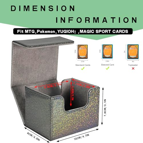 Dmoicols Trading Card Storage Box Leather Card Decck Box Horizontal Single One (Sparkly Black Point) - color: Sparkly Black Point