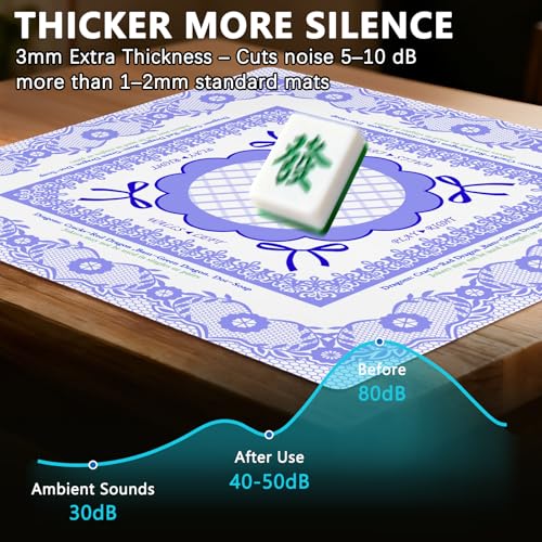 Mahjong Mat with Carrying Bag and 3 Dice, 31.5" X 31.5" Noise Reduction Mahjong Table Cover, Non Slip Gaming Mat for Board Tile Games Poker Card Dominoes, Mahjong Gifts for Women Mahjong Accessories - color: A05