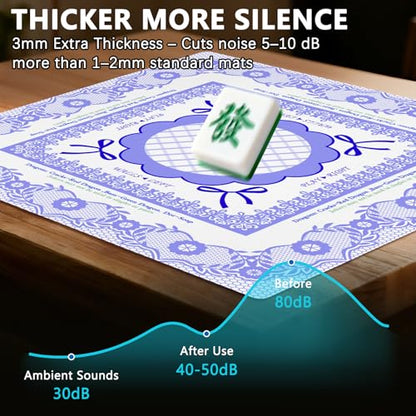 Mahjong Mat with Carrying Bag and 3 Dice, 31.5" X 31.5" Noise Reduction Mahjong Table Cover, Non Slip Gaming Mat for Board Tile Games Poker Card Dominoes, Mahjong Gifts for Women Mahjong Accessories - color: A05