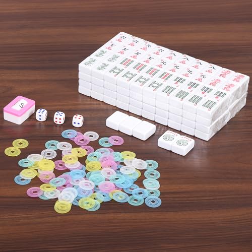 Nova Microdermabrasion American Mahjong Mah Jongg Set 166 Tiles 4 All-in-One Color Rack/Pushers Soft Bag Full Size Complete Mahjongg Ma Jong Set (Blue) - color: Blue
