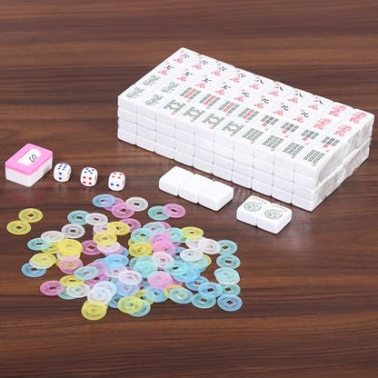 Nova Microdermabrasion American Mahjong Mah Jongg Set 166 Tiles 4 All-in-One Color Rack/Pushers Soft Bag Full Size Complete Mahjongg Ma Jong Set (Blue) - color: Blue
