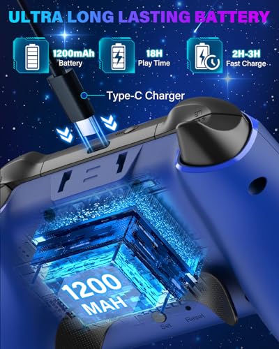 Wireless Switch Pro Controllers for Nintendo Switch/OLED/Lite/Switch 2 | 1200mAh Switch Controller with 10 Color LED Lights, Rechargeable Switch Control with Turbo, Vibration, Motion Control,Wake Up - color: Blue