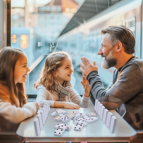 Offelec Double Six Dominoes Set | 28 Domino Tiles Double 6 Dominos with Storage Tin | Classic Family Game for Kids & Adults | Ideal for Travel, Game Nights & Educational Fun | 2-4 Players - color: Double 6 Dominoes