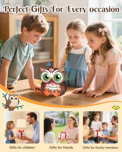3D Wooden Puzzles for Adults, Big-Eyed Adorable Owl Bluetooth Speaker Model Kit, 3D Puzzles for Adults Room Home Decor DIY Craft Kit, Holiday Birthday Christmas Day Gifts for Men Women Teens
