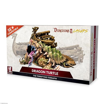 Dungeons & Lasers Dragon Turtle Miniature - Large Figure for Use with DND and 5E Compatible RPG Games - Unpainted and Unassembled - for Ages 14 Years and up