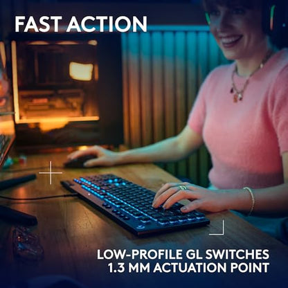 Logitech G915 X Wired Mechanical Gaming Keyboard, Double-Shot PBT Keycaps, Fully Programmable Keys, RGB Backlit Mac/PC Gaming Keyboards, Aluminum Finish, GL Tactile Switches, Black (Renewed) - style: Wired