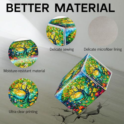 Trading Card Storage Box, Holds 100+ for MTG Cards, Premium PU Leather with Magnetic Closure, Stained Glass Tree And Flowers Durable Deck Box for Magic the Gathering, Trading Card Games - color: Stained Glass Tree And Flowers