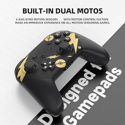 Switch Pro Controller, Wireless Switch Controllers with Carrying Storage Case, Upgraded Gamepad Switch Remote Replacement for Switch Controller Support NFC/Dual Vibration/Screenshot/Wake-up Function - color: Black Pika