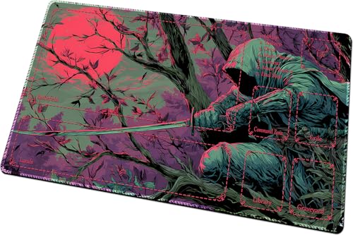 MTG Playmats(Stitched) 14x24in Compatible for OCG CCG RPG TCG Playmats with Card Zones Storage Bag (Assassins-with Zone) - color: Assassins-with Zone