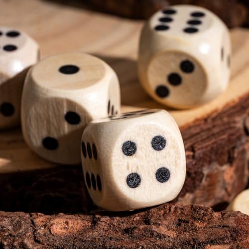 10PCS 16mm D6 Dice Set Wooden 6 Sided Dice for DND RPG Board Games | Leather Storage Bag, DM Gift, for Dungeons and Dragons Role Playing Games - color: D6-black P