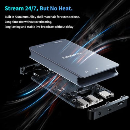 Aluminum HDMI Capture Card, USB 3.0 1080P 60FPS Audio Video Capture Card for Streaming/Gaming/Video Conference, 4K@30Hz Input & Pass-Through Capture Card for Nintendo Switch/PS5/Xbox/Camera/PC - size: 4K30Hz