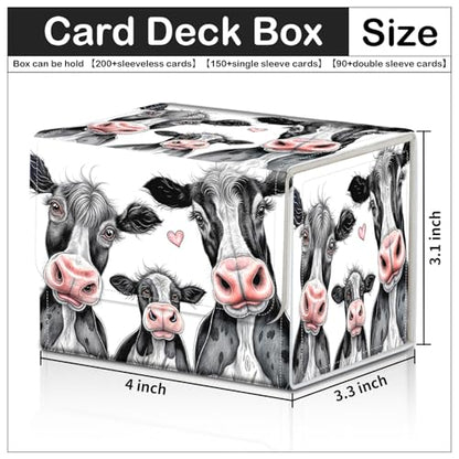 Card Deck Box for MTG Trading Cards with Magnetic Closure,Premium Card Storage Box Case Cover for TCG CCG Magic Cards,Cow Family - color: Cow Family