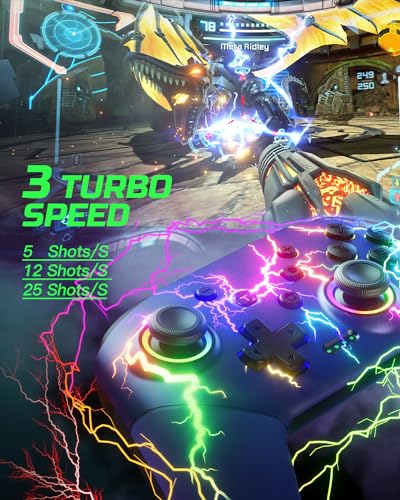 VOYEE Switch Controllers for Switch/Lite/OLED/PC, Pro Controller | Wireless, Programmable, RGB Lightning LED, 10-15H Runtime, One-key Pairing, Turbo, Vibration, 6-Axis Motion Control, Wake-up - color: Blue