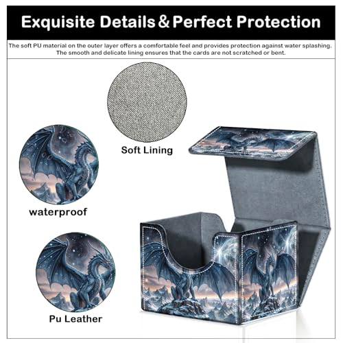 Card Deck Box for MTG Trading Cards with Magnetic Closure,Premium Card Storage Box Case Cover for TCG CCG Magic Cards,Blue Dragon - color: Blue Dragon
