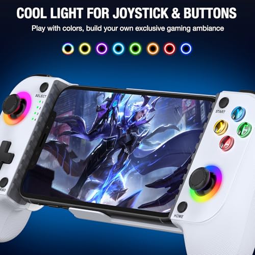 Mocagen MC1 Phone Controller for iPhone & Android – Ergonomic Grip, Low Latency, Case Friendly, Mobile Controller with Hall Effect Joysticks, Portable Travel Companion for Car/Leisure(White+Black Case) - color: White+Black