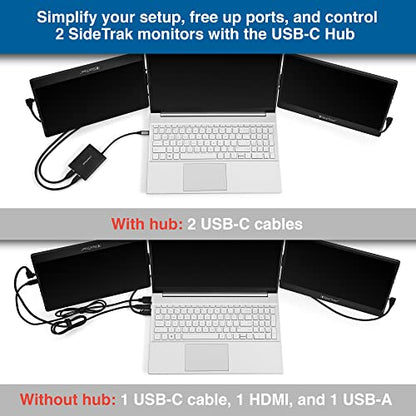 SideTrak USB-C Adapter, Laptop Compatible, Multi Charging, Travel Friendly, USB Type C with Pass-Through Power, Black, Compatible with SideTrak Solo and Swivel Triple Screen Monitors | WindowsOS Only - style: USB-C Hub