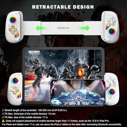 Joso Mobile Gaming Controller for iPhone/iPad/Tablet, Android Wireless Controller with Hall Effects Joysticks, Support PC/Switch, Play Cloud Games/PS Remote Play/COD/Genshin Impact & More - Starry Star White - color: Starry Star White