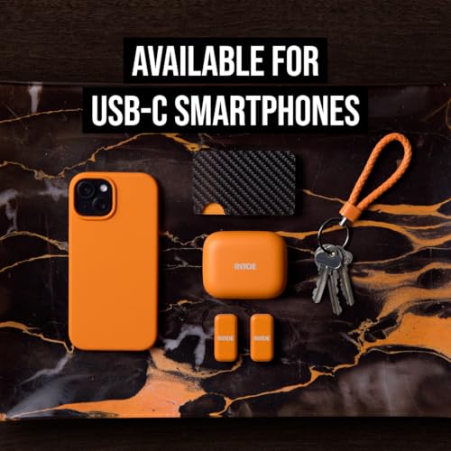 RØDE Wireless Micro - Compact Wireless Microphone, Two Mics with Charge Case for Smartphone Content Creation - USB-C, Orange | USB-C Receiver, 2 Clip-on Omni Mics, Gainassist, Charging Case Up to 21h, 100m Plus Range - color: USB-C Orange