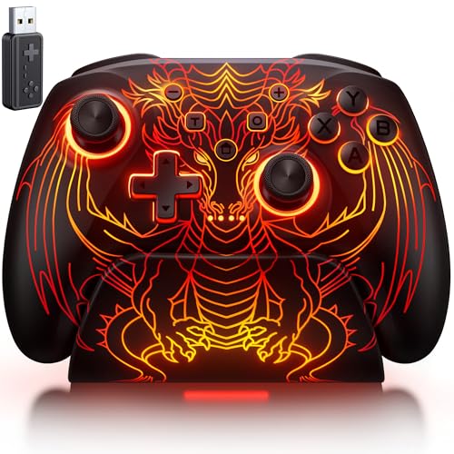 PC Controller with Hall Effect Joysticks & Trigger, Wireless PC Gaming Controller with Charging Dock & RGB Design, 1000Hz Polling Rate, No Drift, Programmable Back Buttons, Turbo, Gaming Controller for Windows PC/Switch/Android/iOS - color: Black