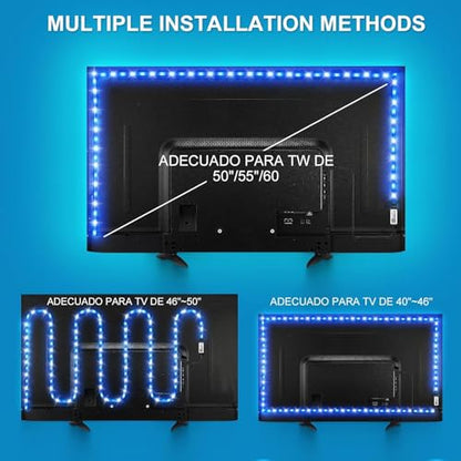 Smart LED Lights for TV Strip, 6.56ft RGB LED Lights for 32-40 Inch TVs, Music Sync Bluetooth App & Remote Control, USB-Powered for Gaming, Bedroom, Home Theater - size: 6.56ft