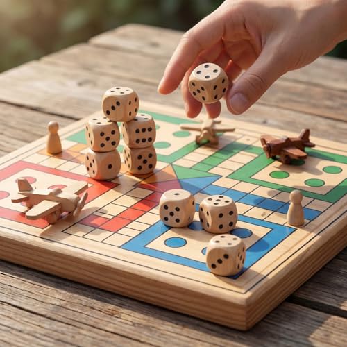 Poen 10 Pcs Wooden Dice Set 30mm 1.18 Inches D6 Large Jumbo 6 Sided Game Dice Bulk with Numbers 1-6 Round for Table Board Games Party Favors (Natural Wood) - color: Natural Wood