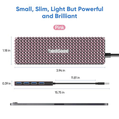 USB to USB C Adapter, YaimhSound Multi USB Port for Laptop,Pink USB Hub 3.0 | Multiple USB Expander Adapter for PC, MacBook, Mac Pro, Surface, Flash Drive, SSD, Keyboard, Mouse, Camera, Gaming - size: Pink A+C to 4 USB