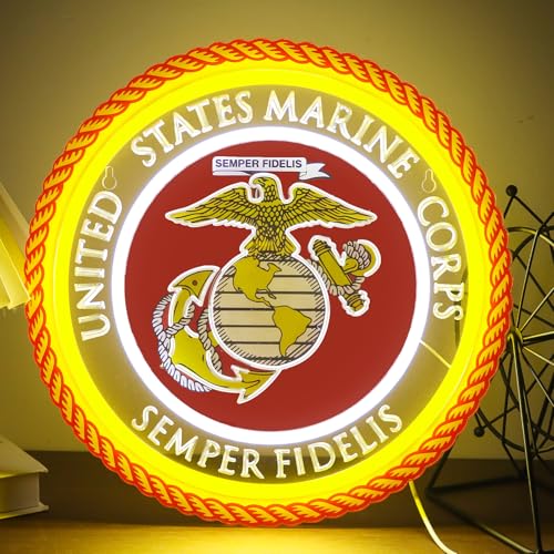 Military-themed Neon Lights Veteran Neon Signs Wall Decor for Man Cave Bedroom Bar Army Themed Gift Art for Christmas Party-12.6×12.6 IN-USB Powered-Acrylic - color: White:SEMPER