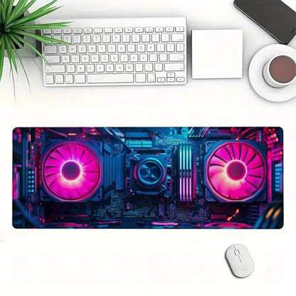 Cyberpunk Mouse Pad Neon Technology Exquisite XL Mouse Pad Large Mousepad Extended Laptop Keyboard Mat Gaming Desk Pad Mouse Mat Fits Home Desk, Office Table, or Study Room 31.5x11.8 Inch - color: Neon, size: 31.5L x 11.8W inches