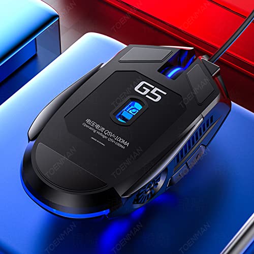 Gaming Mouse Wired,6 Buttons, 4 Adjustable DPI Up to 3200 DPI, 7 Circular & Breathing LED Light, Multifunction Wired Mouse Used for Games and Office (Black) - color: Black