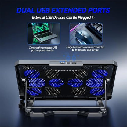 Laptop Cooling pad for Razer Blade 15” Early 2019 - Advanced Gaming laptops, Laptop Cooler with 8 Fans, Adjustable Speed, 5-Level Height Adjustment, Mute Silent,Built-in Phone Stand
