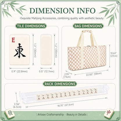 PiPiCat 2026 Complete American Mahjong Set, 166 Tiles (30mm) with 31.5x31.5in Mat One-Click Flip Reinforced 18-Inch Rack/Pushers Shockproof Bag & 6 Spare (Grid) - color: Grid