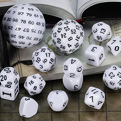 CiaraQ DND Polyhedral Dice Set (15pcs) D4-D100 Game Dice with Dice Bag | Acrylic Role Playing Dice for Dungeons and Dragons MTG Table Games (White & Black) - color: White & Black