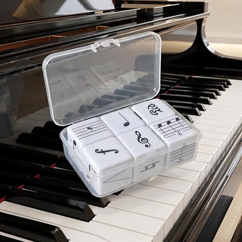 6Pcs Fun Five-Line Staff Music Note Dice, Large 25mm Music Theory Dice, Includes 36 Beginner-Level Staff Patterns for Theory Learning - color: Music Dice-6 Pcs
