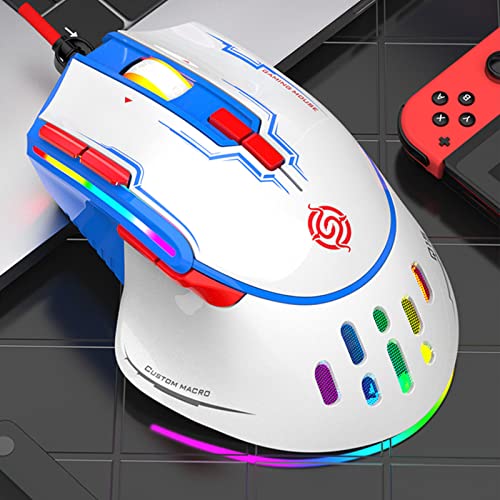 RGB USB Gaming Programming 6400DPI 9 Buttons Programmable Ergonomic for Mice PC Computer USB Gaming Programmable - color: White