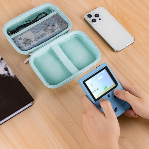 TOCCOOL Handheld Game Console Carrying Case, Protective Travel Retro Mini Game Box for Charging Cable, Earphones, Batteries and Accessories (Lake Blue) - color: Blue