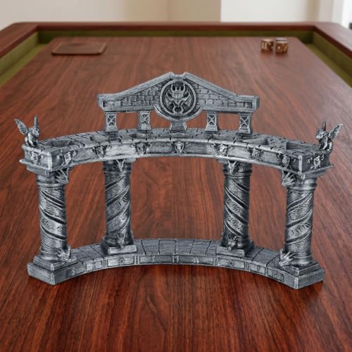 Dragon Dice Display for 7-Piece Polyhedral Set, DND Dice Collection Stand | Hand-Painted Antique Silver; Curved Dice Storage Organizer with Upper Slots and Lower Display Space - AF1198A - color: Dice Display Stand a