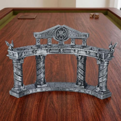 Dragon Dice Display for 7-Piece Polyhedral Set, DND Dice Collection Stand | Hand-Painted Antique Silver; Curved Dice Storage Organizer with Upper Slots and Lower Display Space - AF1198A - color: Dice Display Stand a